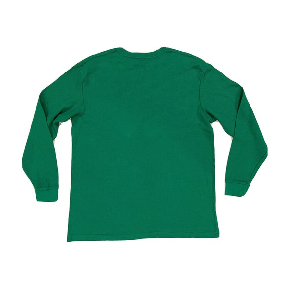 Dec.25th Mens Christmas Thermal Shirt Size XL Green Penguin Santa Hat - Picture 3 of 4